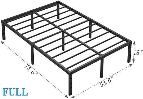 Metal Bed Frame,Full Size Bed Frame with Storage Space,Heavy Duty Sturdy Mattress Foundation,Easy Assembly,No Box Spring Needed, Black,18 Inch, Full - Image 2
