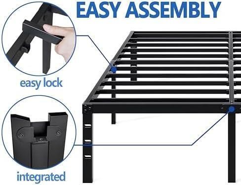 Metal Bed Frame,Full Size Bed Frame with Storage Space,Heavy Duty Sturdy Mattress Foundation,Easy Assembly,No Box Spring Needed, Black,18 Inch, Full - Image 4