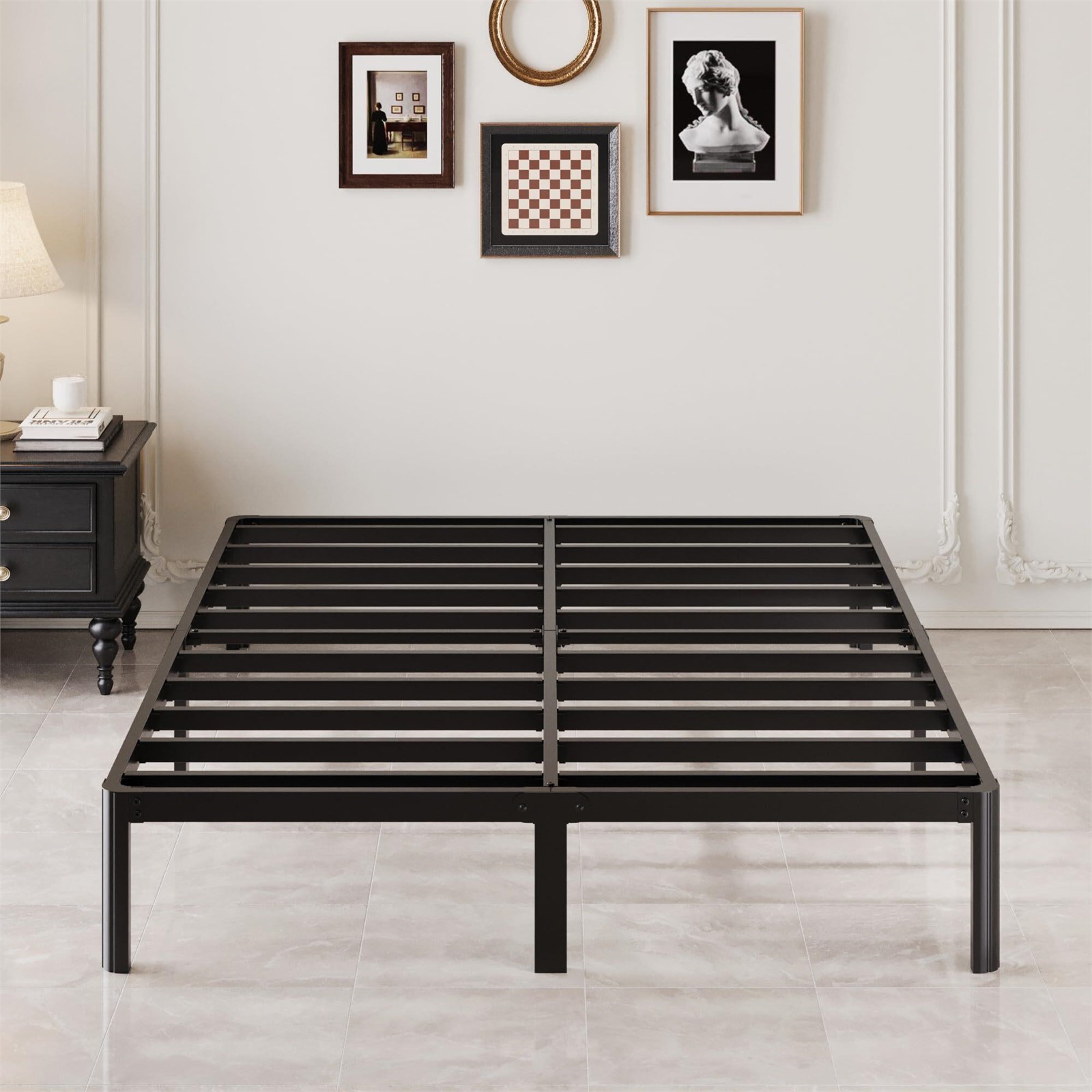 12 Inch King Bed Frame with Rounded Corner Legs, 2000 LBS Heavy Duty Metal King Size Platform Bed Frame No Box Spring Needed, Noise Free, Easy Assembly, Black King 12 Inch - Image 1