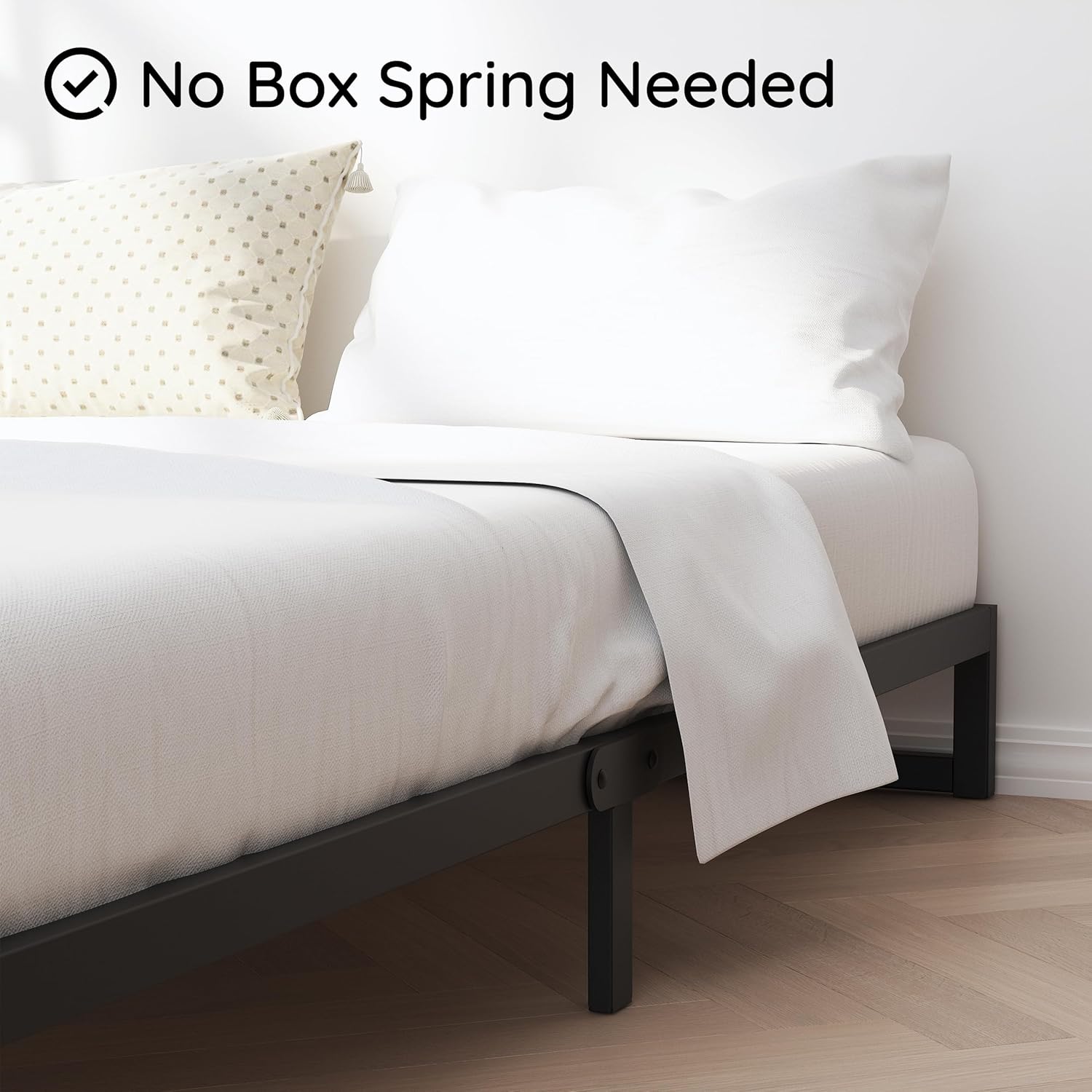 12 Inch King Bed Frame with Rounded Corner Legs, 2000 LBS Heavy Duty Metal King Size Platform Bed Frame No Box Spring Needed, Noise Free, Easy Assembly, Black King 12 Inch - Image 4