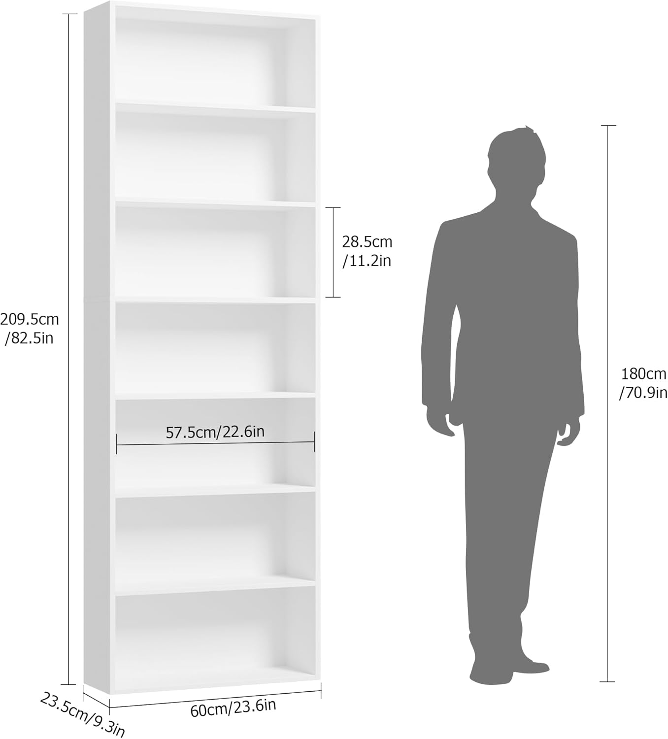 82 Tall Bookshelf 7-Tier Open Shelves Bookcase - Image 1