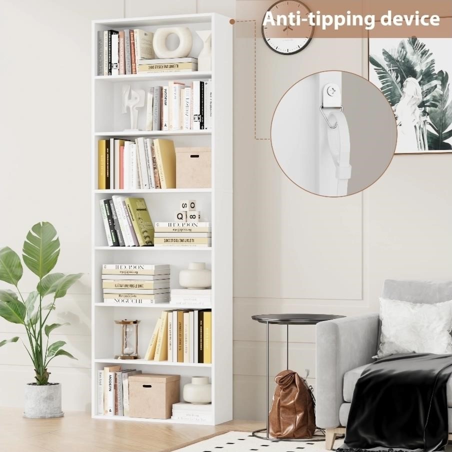 82 Tall Bookshelf 7-Tier Open Shelves Bookcase - Image 4