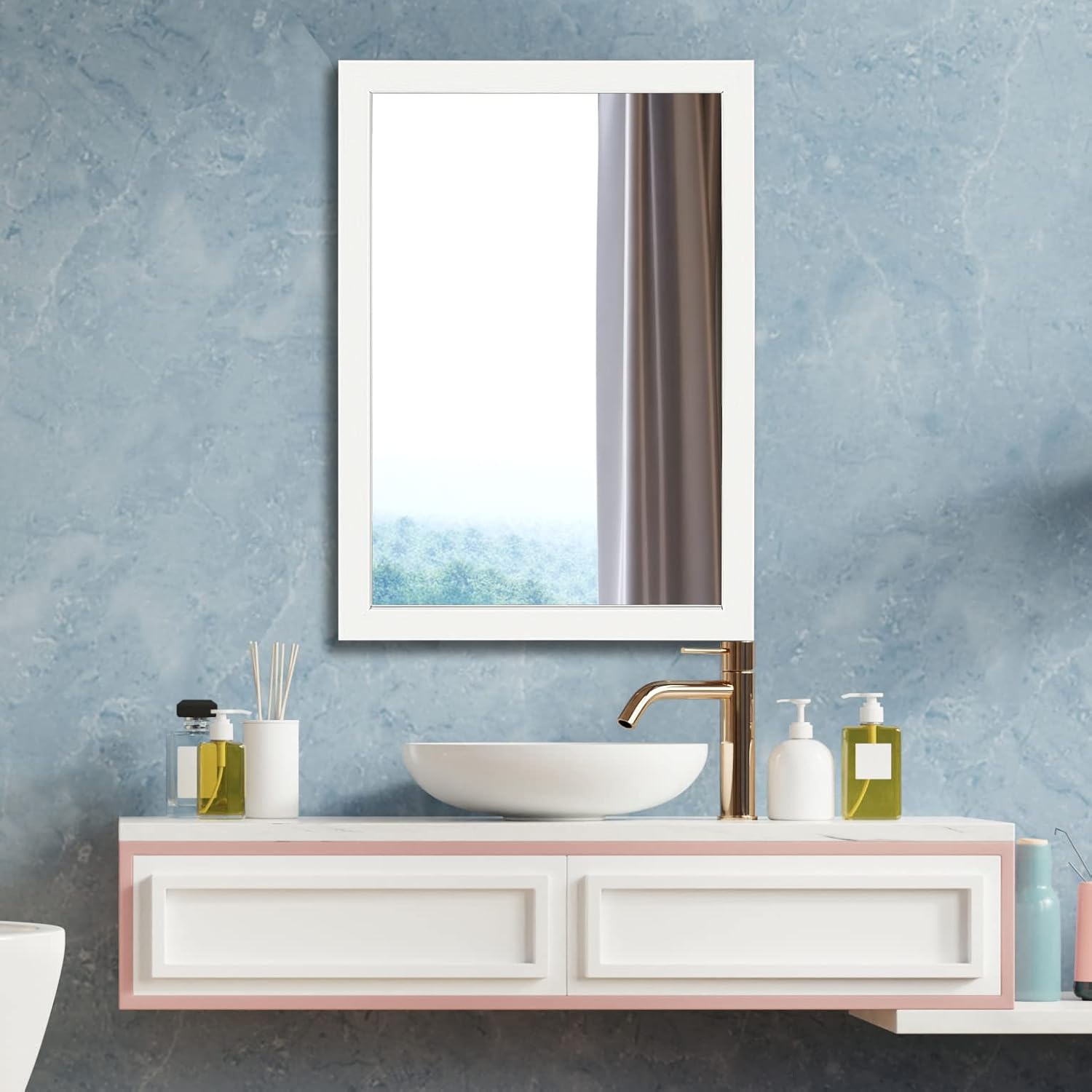 Wall Mirror 20" x 28" for Bathroom, Bedroom, Entryway, Living Room, White - Image 1