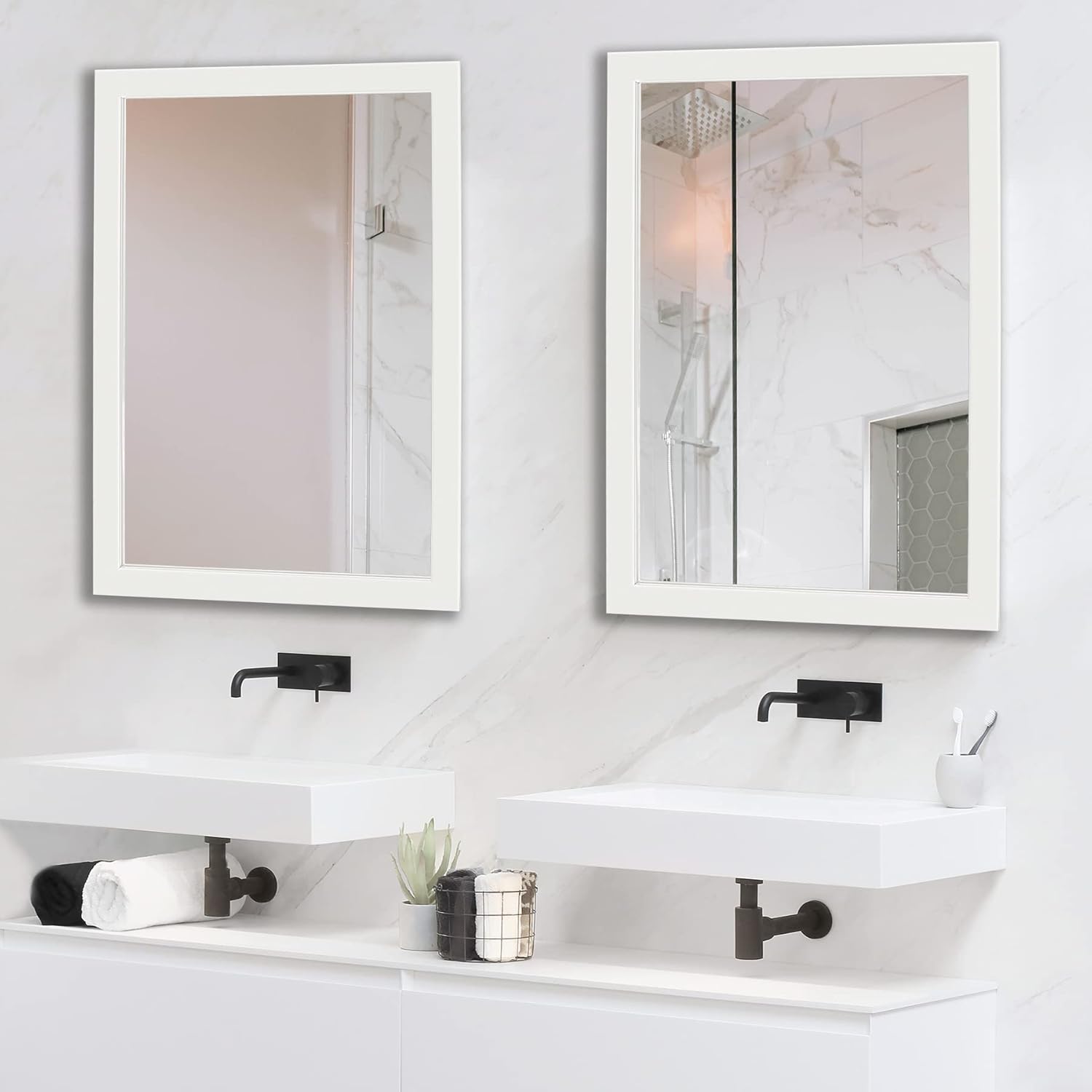 Wall Mirror 20" x 28" for Bathroom, Bedroom, Entryway, Living Room, White - Image 1