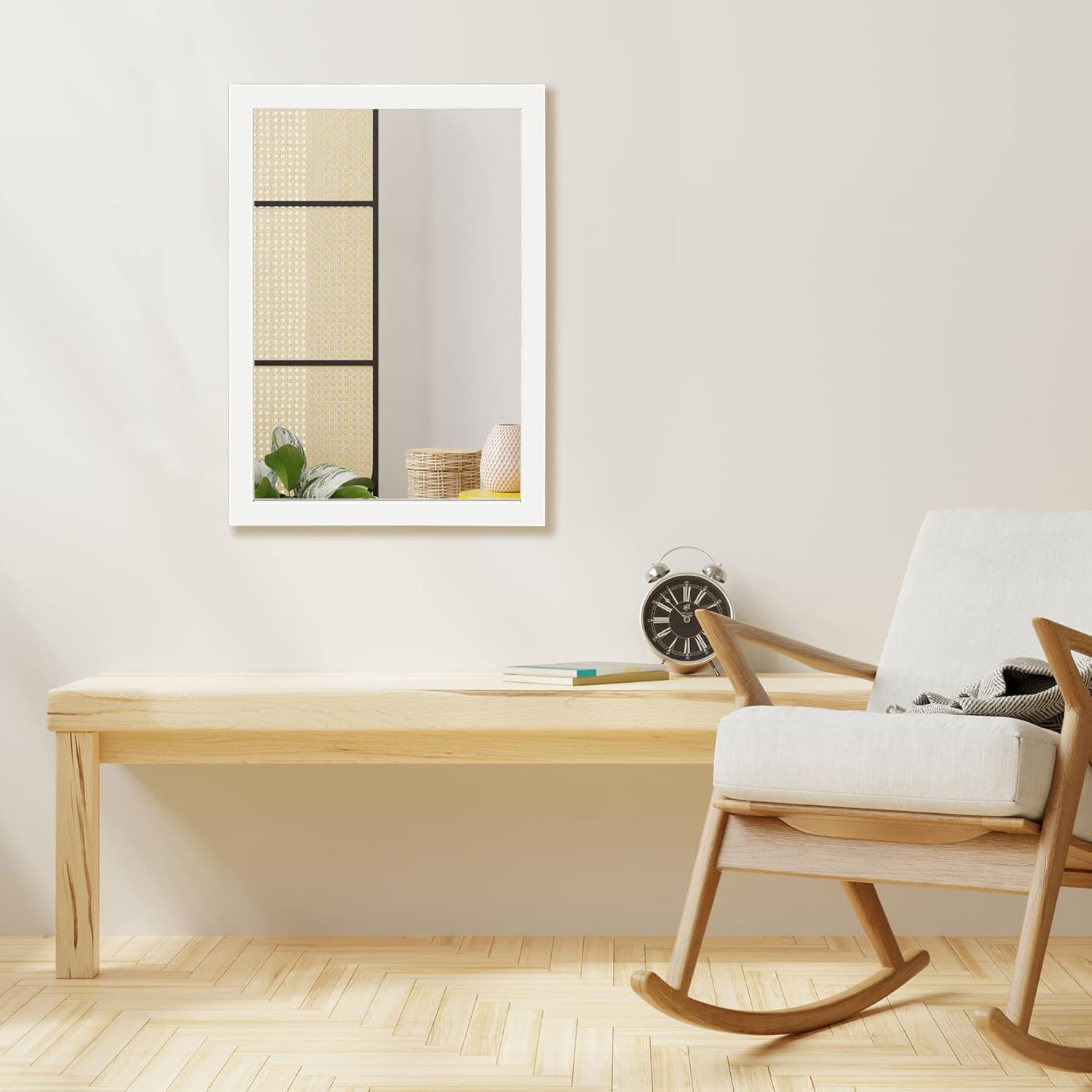 Wall Mirror 20" x 28" for Bathroom, Bedroom, Entryway, Living Room, White - Image 4
