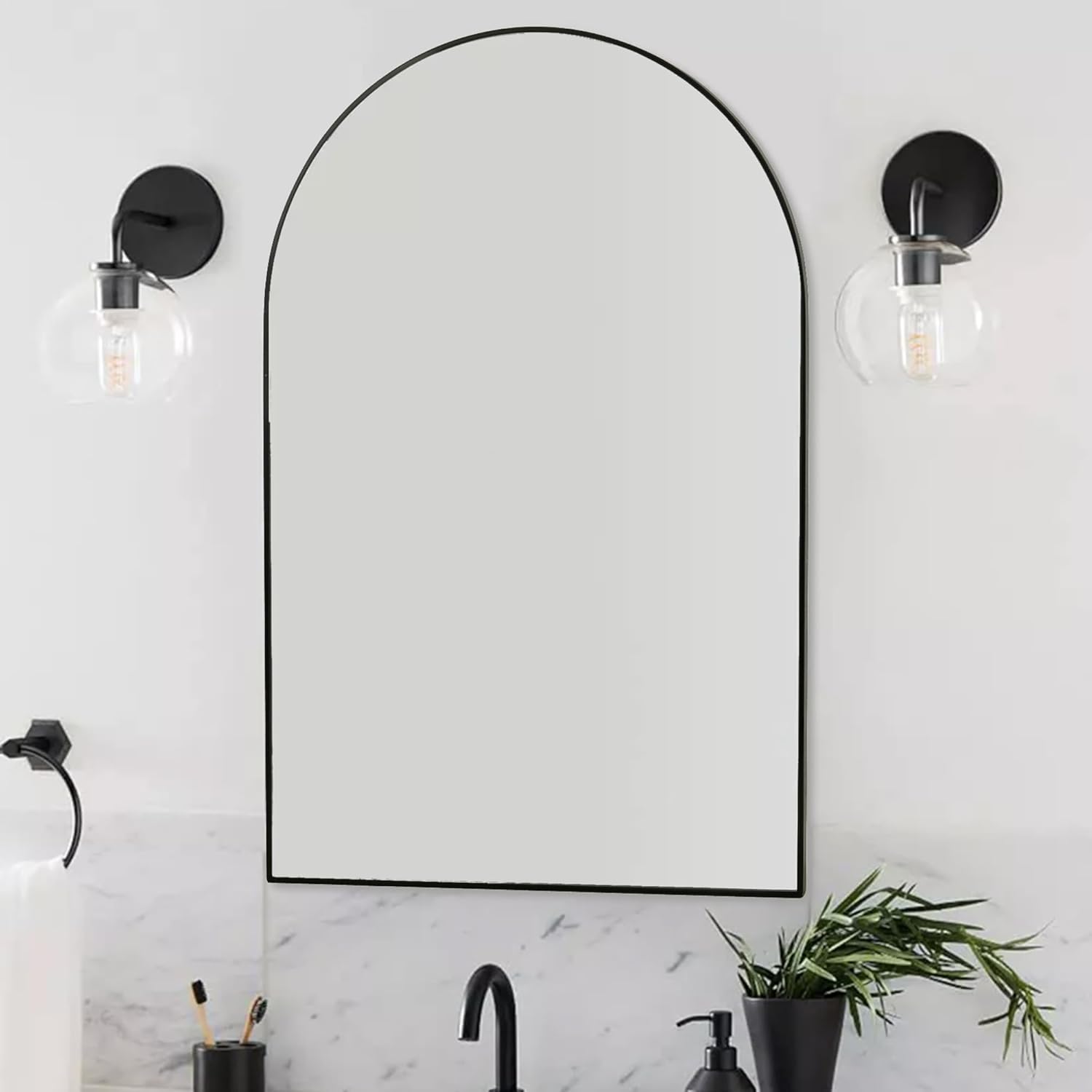 Black Arch Wall Mirror – Modern Metal Frame - Image 1
