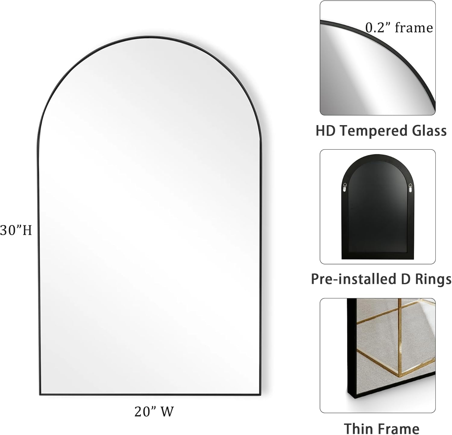 Black Arch Wall Mirror – Modern Metal Frame - Image 1