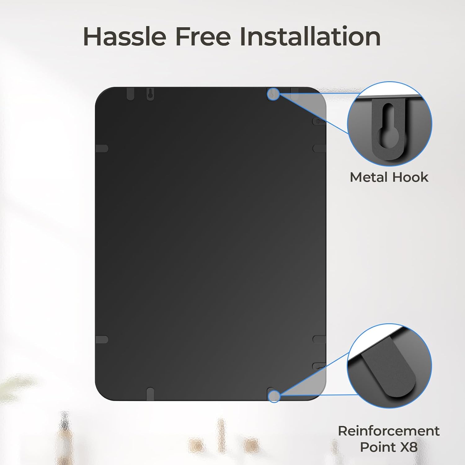 Black Bathroom Mirror for Over Sink 22 x 30 Inch, Matte Black Rectangle Mirror for Wall, Rounded Metal Frame Vanity Mirror - Image 1