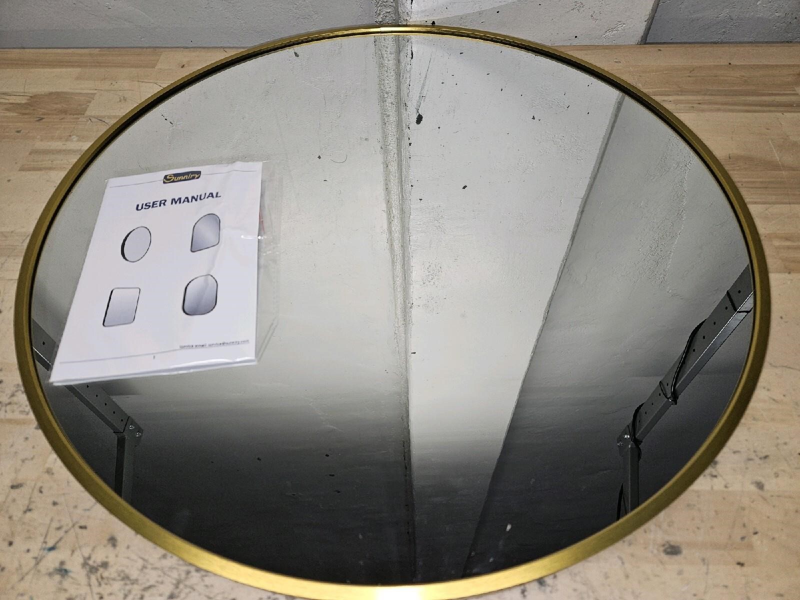 Gold Metal Frame Bathroom Mirrors, Round Wall Mounted Mirrors for Bathroom, Hallway, Living Room, Bedroom - Image 1