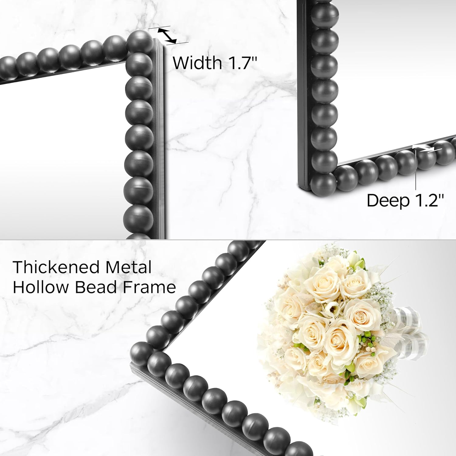 21 * 31" Rectangle Grey Wall Mounted Mirror, Wall Decor, w/Metal Frame for Bathroom, Bedroom, Entryway, Modern & Contemporary Decorate Wall Mirror - Image 2