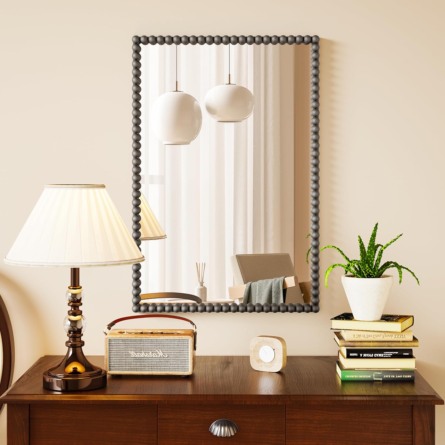 21 * 31" Rectangle Grey Wall Mounted Mirror, Wall Decor, w/Metal Frame for Bathroom, Bedroom, Entryway, Modern & Contemporary Decorate Wall Mirror - Image 4