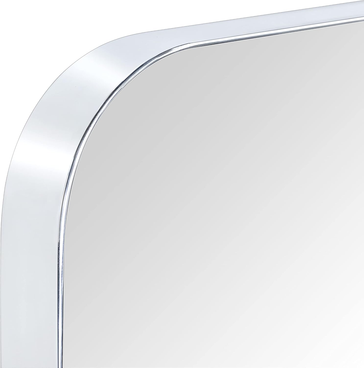 24x36'' Chrome Metal Framed Bathroom Mirror for Wall in Stainless Steel Rounded Rectangular Bathroom Vanity Mirrors Wall Mounted - Image 1