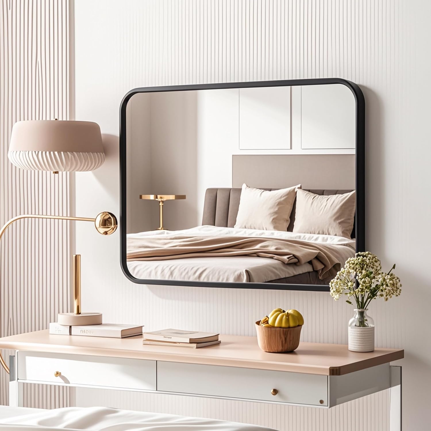 24x30 Black Bathroom Mirrors for Over Sink, Rectangle Bathroom Vanity Mirror for Wall, Modern Metal Frame Rectangular Mirror for Restroom Powder Room Toilet, Shatterproof, Tempered Glass - Image 4