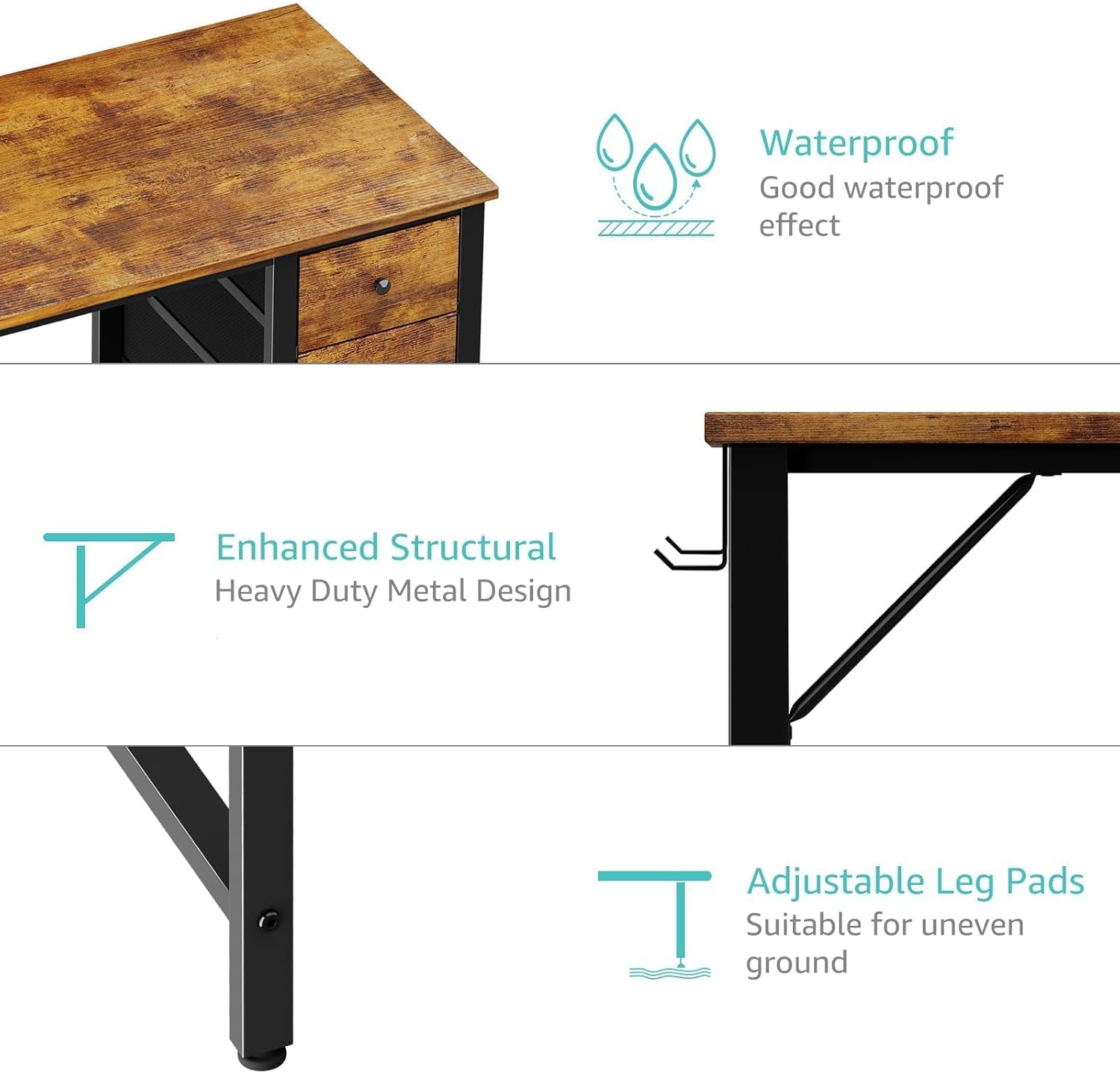47 inch Computer Desk with 4 Fabric - Image 2
