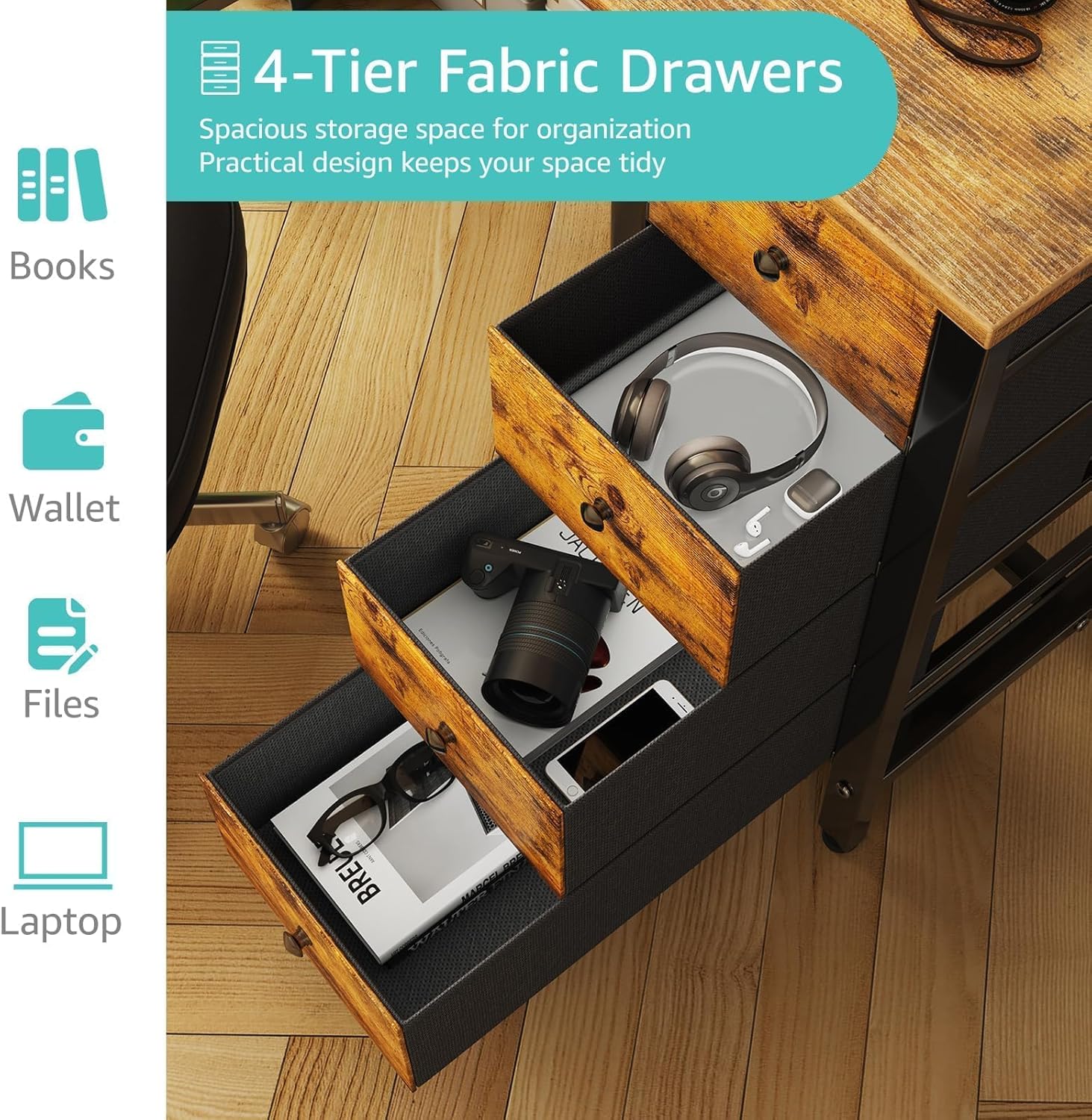 47 inch Computer Desk with 4 Fabric - Image 4